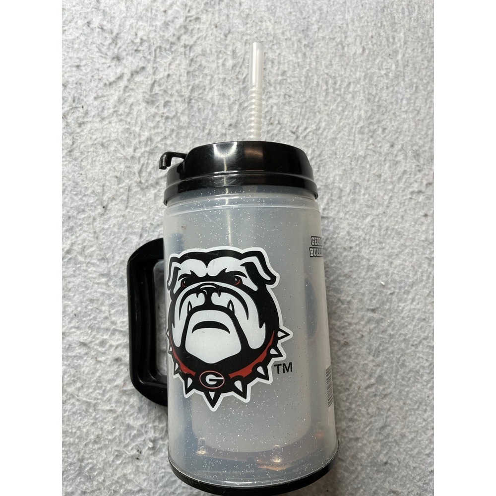 Georgia Bulldogs Glitter Tumbler Mug Straw Handle University Of Georgia Fan Gear